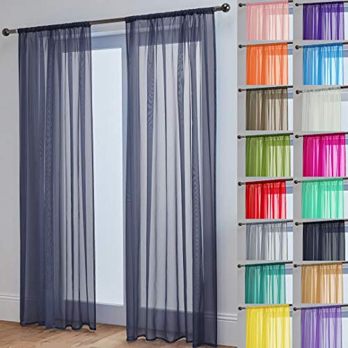 John Aird Lucy Voile Curtains - Rod Pocket Slot Top - Pair Net Curtains - 2 Panels (Dark Grey, W 58 x L 90)