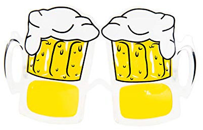 Oblique Unique® Bier Brille mit 2 Biergläsern Spaßbrille Partybrille Gagbrille für Himmelfahrt Männertag Vatertag Oktoberfest Party Fasching Karneval Accessoire für Männer