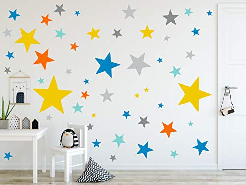 timalo® 120 Stück Wandtattoo Kinderzimmer XL Sterne Pastell Wandsticker – Aufkleber | 73079-SET24-120