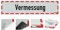 reflecto Hinweisschild „Vermessung“ in rot-weiß und reflektierend (RA1/A) - verschiedene Ausführungen – 400 x 90 mm (mit Saugnäpfen)