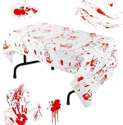 Tischdecke Halloween,130x260 cm Blutige Tischdecke,Wasserdicht Blutige Tischdecke Halloween,Halloween Party Dekoration Blutige Tischdecke,Halloween für Outdoor/Indoor,Halloween Party Dekoration