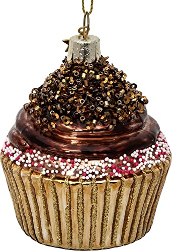 SIKORA Schoko Muffin besondere Weihnachtskugel Glas Christbaumschmuck Deko Figur Weihnachten Anhänger Ornament - Trend Line - BS557