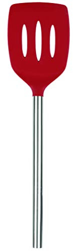 Tovolo Silicone Slotted Turner With Stainless Steel Handle, Pancake Spatula, Scratch-Resistant Kitchen Utensil for Nonstick Cookware & Cast Iron Skillets, 1 Count