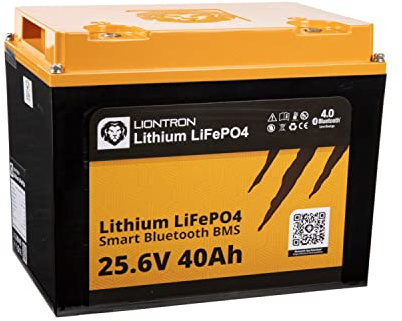 LIONTRON LiFePO4 12,8V 40Ah LX; 512Wh; > 3000 Zyklen bei 90% Entladungstiefe (DOD) mit BMS und Bluetooth Überwachung; für Wohnmobil oder Boot 182x77x165mm - LISMART1240LX