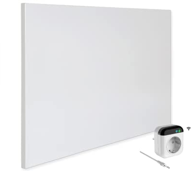 VIESTA® Infrarot Wandheizung mit Thermostat [FERNBEDIENUNG + WIFI STEUERUNG] – Infrarotheizung Wandmontage Heizkörper – Carbon Crystal Infrarot Paneel App steuerbar – (Modell TH70 WIFI - 500W)