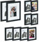 Relaxdays Bilderrahmen 10er Set, verschiedene Größen, Bildercollage, zum Aufhängen oder Hinstellen, Fotorahmen, schwarz