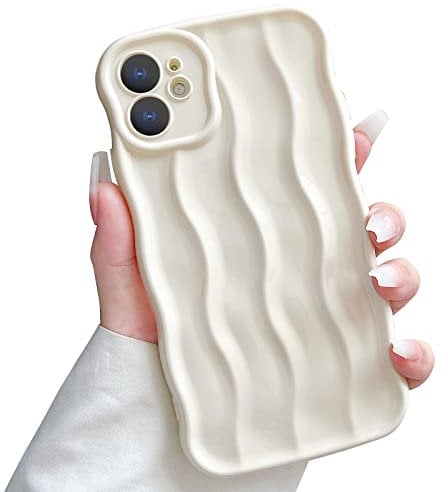 SmoBea Compatible with iPhone 11 Case 6.1 inch, Luxury 3D Wave Shape Silicone Phone Case, Water Ripple Soft TPU Shockproof & Anti-scratch Back Cover for iPhone 11 (White)