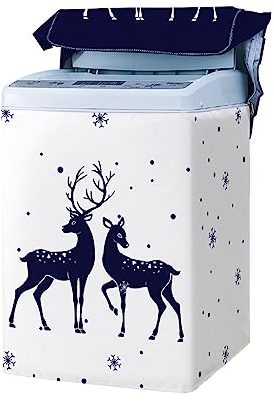 Odot Impresión Funda Lavadora de Carga Superior Funda, 3D Lavadora Exterior Impermeable con Cremallera para Lavadora y Secadora de Carga Superior (Alce,XS Capacidad 2-4.2kg)