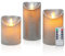 CCLIFE Velas eléctricas y LED de cera real con control remoto, función de temporizador, hechas de parafina, Funcionamiento con batería,Plata 3 Piezas