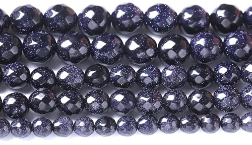 ZXYMLZI - 60pcs Natural Blue Sandstone Faceted Stone Beads 6mm Round Energy Healing Power for DIY Jewelry Making Bracelet Necklace Accessories 15 Inch