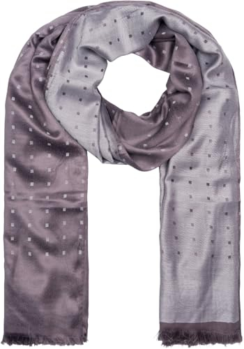 styleBREAKER Unisex weicher langer Schal mit Fransen und dezentem Quadrate Muster, Geometrisch gemustert, Tuch 01018051, Farbe:Taupe-Grau