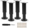 Furniture Adjustable Legs, Metal Bed Support Leg Central Slat Frame Couch Replacement Support Leg Part Heavy Duty Furniture Foot with Screwdriver for Cabinet/Dresser/Table/Sofa 12-18cm (Black 4 Pcs)