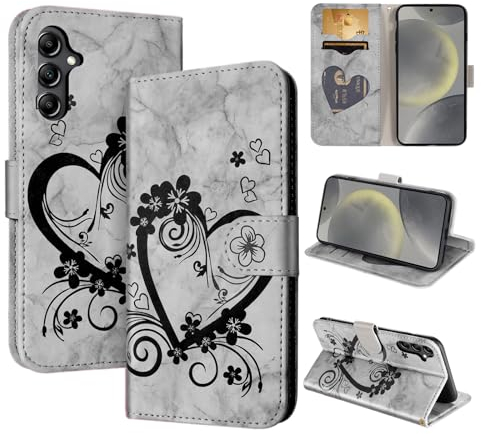 CASAFUNY Handyhülle für Samsung Galaxy S24 5G Hülle, Samsung S24 Hülle Tasche PU Leder Flip Case Brieftasche Kartenfach Klapphülle Handytasche Case Schutzhülle für Samsung Galaxy S24, Schwarz
