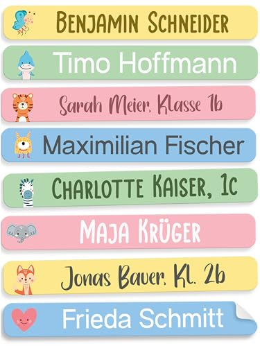 StiKiddo® 150 Stück Namensaufkleber Kinder für die Schule - Personalisierte Aufkleber, Ideal für Stifte & Schulsachen, Made in Germany - Grün