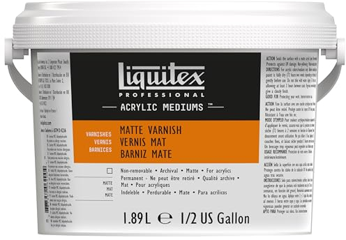 Liquitex 5347 Professional Barniz mate final para pinturas acrílicas - secado semimate, no amarillea, resistente al envejecimiento secado rápido, calidad de archivo - botella de 1,89 litros, incoloro