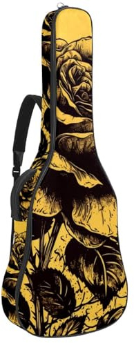 Gitarrentasche Schutzhülle für 40/41/42 Zoll Akustikgitarre mit Zubehörfach, wasserdichte Gigbag, Blau und Schwarz Rose, Mehrfarbig Nr. 08, 42.9x16.9x4.7 in, Gitarrentasche