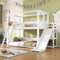 Aoskem Kinderbett Etagenbett 90x200 für 2 Kinder, Hochbett Hausbett mit Regalen, Holzbett mit Rutsche & Leiter, Bettgestell Kinderbett mit Rausfallschutz & Lattenrost, Jugendbett, Ohne Matratze, Weiß