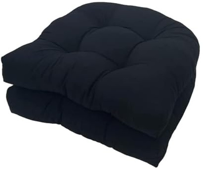 FYHTC U-förmiges Korb Sitzkissen, Terrassen Außenkissen Korb Sitzkissen, 2er-Pack, 48 X 48 cm Weiche Wetterbeständige Terrassen Außenkissen für Garten, Küche, Büro(Black)