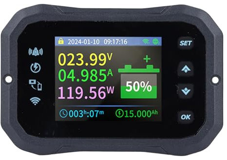 Coulomb-Tester, WLAN-Fernbedienung, 10–100 V, 100 A, Digitales Voltmeter, Amperemeter, Batteriekapazität, AH-Spannungsmesser, Eingebauter Summer, Kompatible LFP-Li-Ionen-Batterien