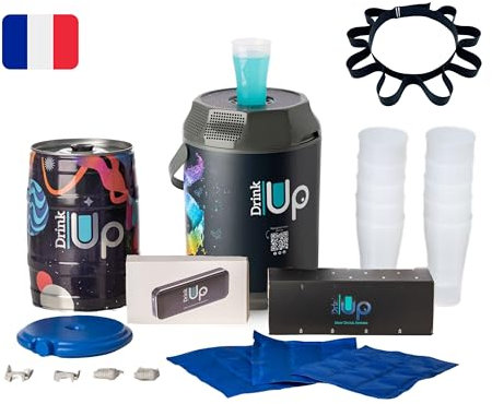 DRINK UP PLUS décor MIX - Tireuse Portative pour Toutes Boissons - 10 Verres - Boissons fraîche 20h Sans Électricité - Transportable - Évènement, pique-nique, Apéritif