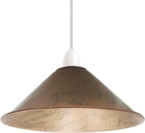 Industrielle Deckenleuchte, Hängelampenschirm, 22 cm, Retro-/Vintage-Stil, kegelförmiger Lampenschirm für Pendelleuchten (inklusive Reduzierplatte) [Energieklasse A] (gebürstetes Kupfer)