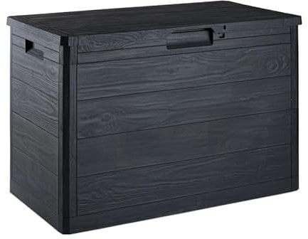 MA MAISON Baule Cassapanca 160 Litri Effetto Legno Contenitore Stoccaggio in Resina Grigio Tortora Dimensioni 77,5x44,5x53h cm da Esterno e Interno Resistente ai Raggi Uv - Made in Italy