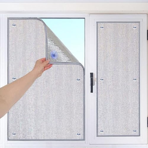 AJTXCSFOQL Rückstandslose Sonnenschutz Folie Dämmfolie, 9 mm Dicke Fensterfolie mit Saugnapf, 99% Uv-Schutz Verdunkelungsfolie für Schlafzimmer, Badezimmer, Büro, Dachfenster(90cm x 105cm)