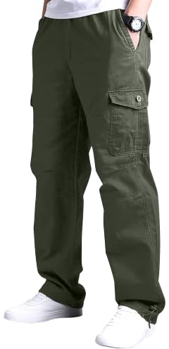 YAOBAOLE Pantalons Cargo Homme Taille Elastique Pantalon de Travail Décontracté avec Multi Poches Extérieur Militaire Chasse