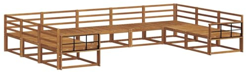 vidaXL Outdoor-Sofagarnitur 9 pcs Natur Massivholz Akazie, Outdoor modernes Sofa Set, robuste Patiosammlung, vielseitige Gartenmöbel, Sectional Lounger für Entspannung im Hinterhof