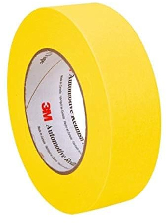 3M Automotive Refinish Masking Tape, 36 mm x 55 m, Yellow, 24 Pack – High-Performance Tape for Precise Auto Painting and Detailing
