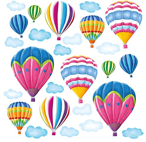 Heißluftballons im Himmel Wandtattoo Wandsticker Wandaufkleber Wanddeko für Wohnzimmer Schlafzimmer Kinderzimmer