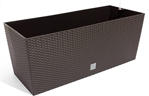 Jardinera Rato 72 litros con riego en color chocolate 80 x 33 x 32 cm