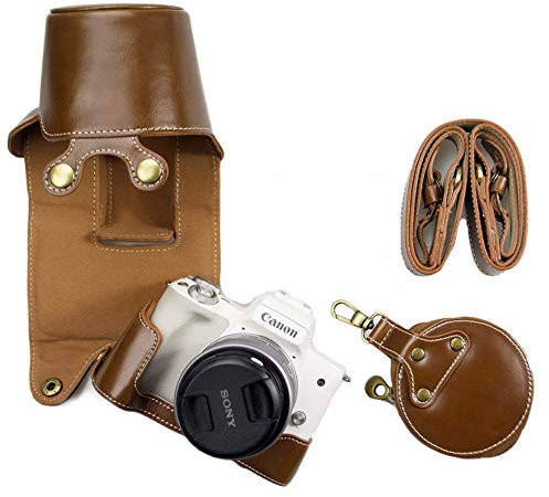 kinokoo EOS M50/M50 Mark II Case, PU Leather Cover Bag Protective Case for Canon EOS M50 (15-45mm) / M50 Mark II (15-45mm) Camera with Shoulder Strap Brown