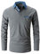GHYUGR Men's Long Sleeve Polos Casual Tops Denim Splice Golf T-Shirt Poloshirts,Dark Grey,L