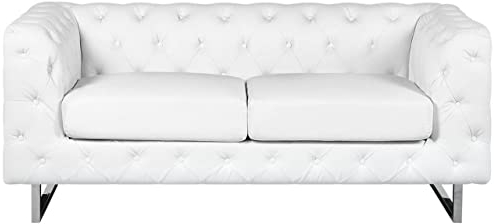 Luxuriöses 2er Sofa Kunstleder Chesterfield Stil weiß Vissland
