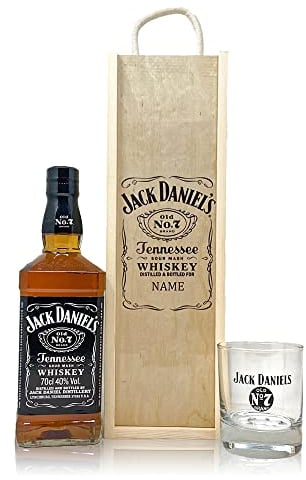 Personalised Jack Daniels No. 7 Tennessee Whiskey, Gift Set in Wooden Box with JD glass - Birthday Gifts For Him, For Her, Boyfriend Gifts, Father's Day, Mother's Day, Mens Valentines Gifts
