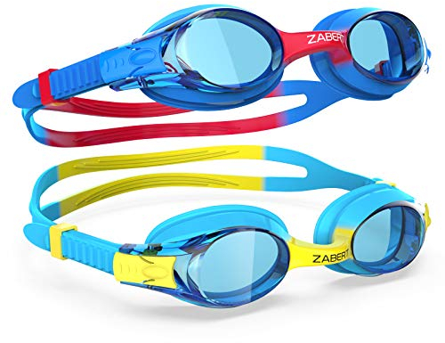 ZABERT Kinder Schwimmbrille, Schwimmbrillen Chlorbrille für Jugendliche Kinder Kind Junior Jungen Mädchen 2 3 4 5 6 7 8 9 10 11 12 Jahre blau Rot