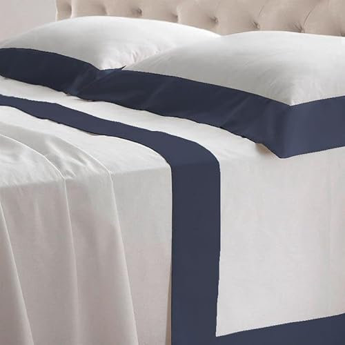 Lisola Set Completo Lenzuola Matrimoniali, Cotone e Raso, 1 Lenzuolo da Sopra 250x290cm + 1 Lenzuolo da Sotto 180x200x30cm + 2 Federe 80x50cm, Made in Italy, Modello: Diamante, Blu