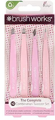 Brushworks Lot de 4 pinces à épiler Rose Taille unique 52 56 369
