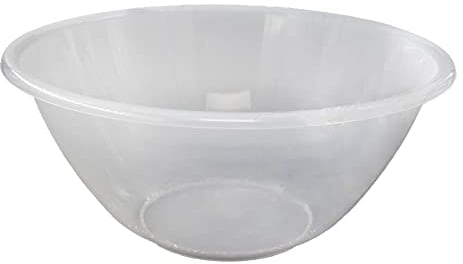 ANGIX 30cm Clear Plastic Kitchen Mixing Bowls 7 Litre, Lightweight, Easy to Use & Clean, Multipurpose Serving Mixing Bowl for Fruit, Vegetable, Salad - White (2-Pack)