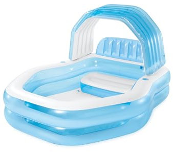 INTEX 57186EP Swim Center Sonnenschutz, aufblasbar, Familienpool, 140 Gallonen Kapazität, 228,6 x 190,5 x 134,6 cm, Blau
