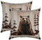 2er Set Kissenbezüge Bär Kissenbezüge 40x40cm Weiche Retro Western Rustikale Tier Quadrat Dekokissen für Sofa Kissenhütte Pfeil Hölzerne Pfote Kissenbezug Sofakissen Couchkissen