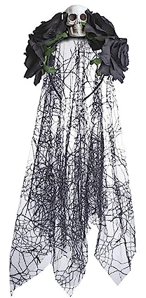 Haarreif Dia de los Muertos,Totenkopf Tiara mit Blüten Spitze Haarschmuck mit Rosen Schleier Kopfschmuck Halloween Kostüm Mexikanischen Stirnband Day of the Dead Headpiece für Karneval Cosplay Party