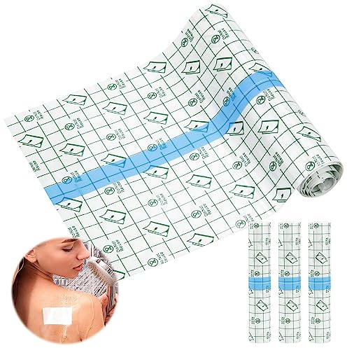 3 PCS Wasserdicht Transparent Bandage 15cm x 1m, Tattoo Pflaster Rolle Medizinisches Klebeband Duschpflaster Wasserfest Pflaster Folienverband Antiallergisch zum Sport Duschen Swimming (3pcs 15cm*1m)
