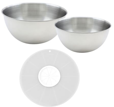 Fackelmann 9941250 Backset mit 2 Zubereitungsschalen und Spritzschutzdeckel, Rührschüssel, Zubereitungsschale, Deckel, Kunststoff, Edelstahl, 30 cm