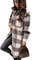 Yming Frauen Vintage Gingham Holzfällerjacke Knöpfe Hemden Vintage Langarm Blusen Grau S