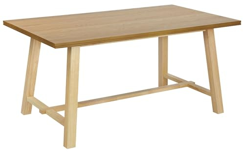 Beliani Esstisch Holzoptik naturfarbene Esche 160 x 90 cm mit Holzbeinen Barnes