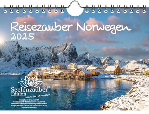 Reisezauber Norwegen DIN A5 Wandkalender für 2025 Oslo Norwegen Urlaub Strand Meer Reise - Seelenzauber