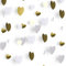 Xialvyu 52 Ft Weiß und Gold Herz Papier Girlande, Metallisches Papier Hängende Girlande für Jahrestag, Bachelorette, Verlobung, Valentinstag, Weihnachten, Party Dekorationen