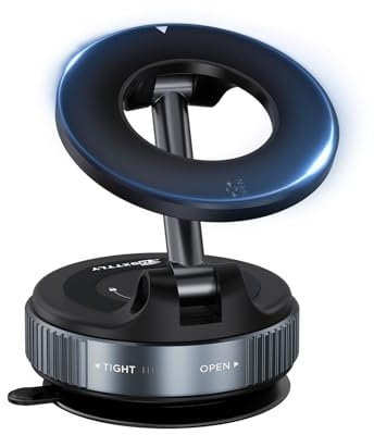 MSXTTLY Support Telephone Voiture pour Magsafe, Vmag-S1 Support Telephone Voiture Magnetique, Rotatif à 360 Portable Aimanté Telephone Voiture pour iPhone 16 Pro-12 et Android Phone, Noir